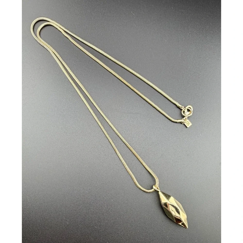 Banana Republic‎ Pendant Necklace 32in Gold Tone Geometric Snake Chain Long READ